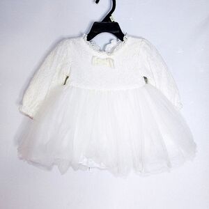 Baby Girl Winter White Lace dress, Flower girl, Baptism Dedication Dress 6mos